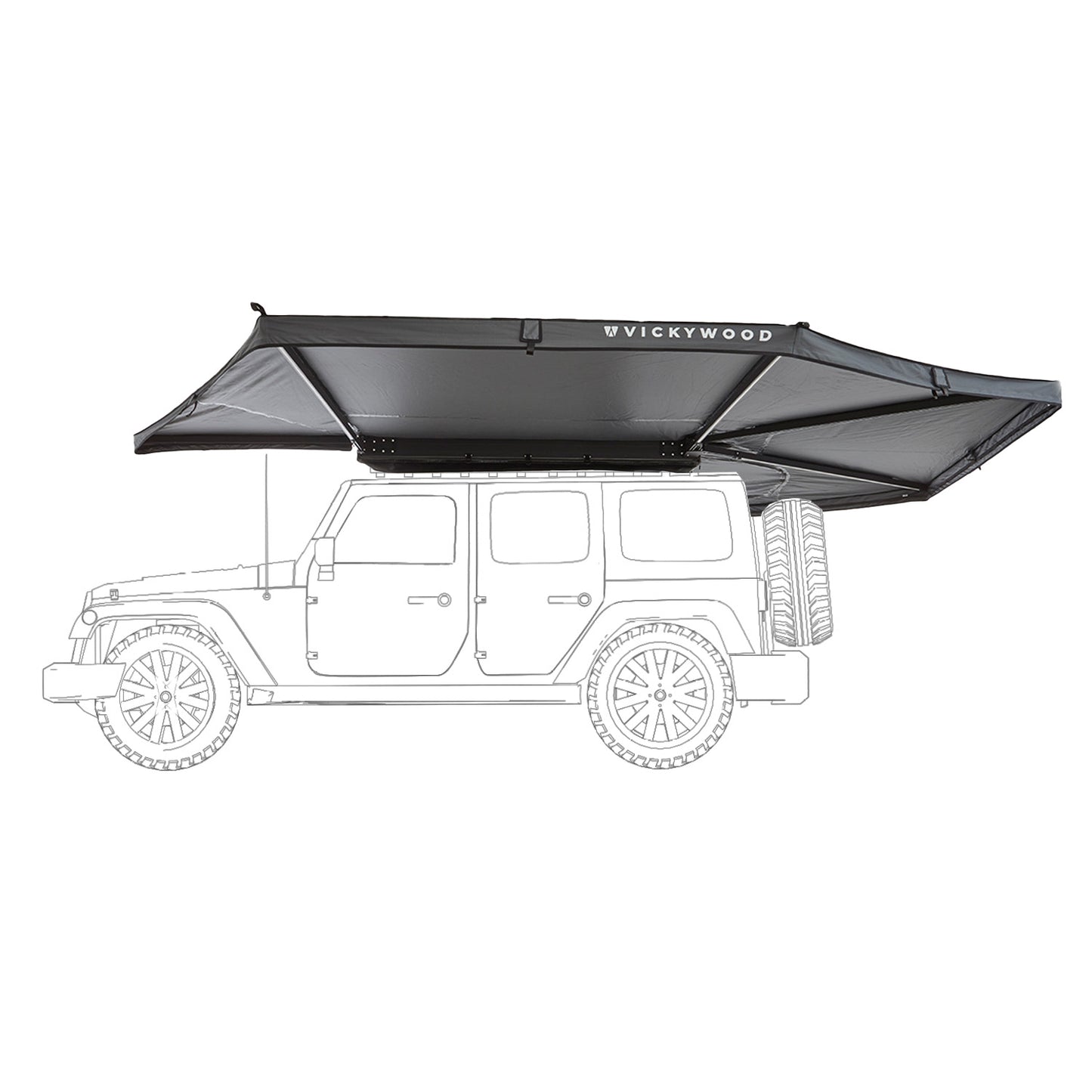 vickywood markise 250 Vickywood 270° Markise LEAF Links 250 cm grau extended – pe-camp.de